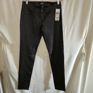 Buckle Pink Celebrity Womens 29 Faux Leather Skinny Jeans Juniors 1 Black Low456